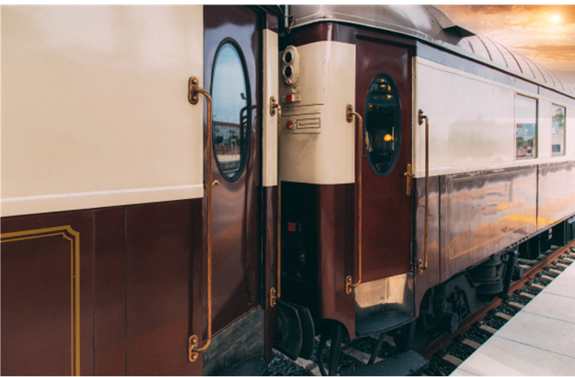 Elegant rail carriage with large windows